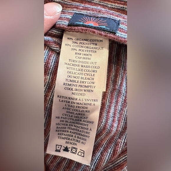 Faherty Organic Cotton Long Sleeve Striped Polo Shirt Size Large - Picture 7 of 11